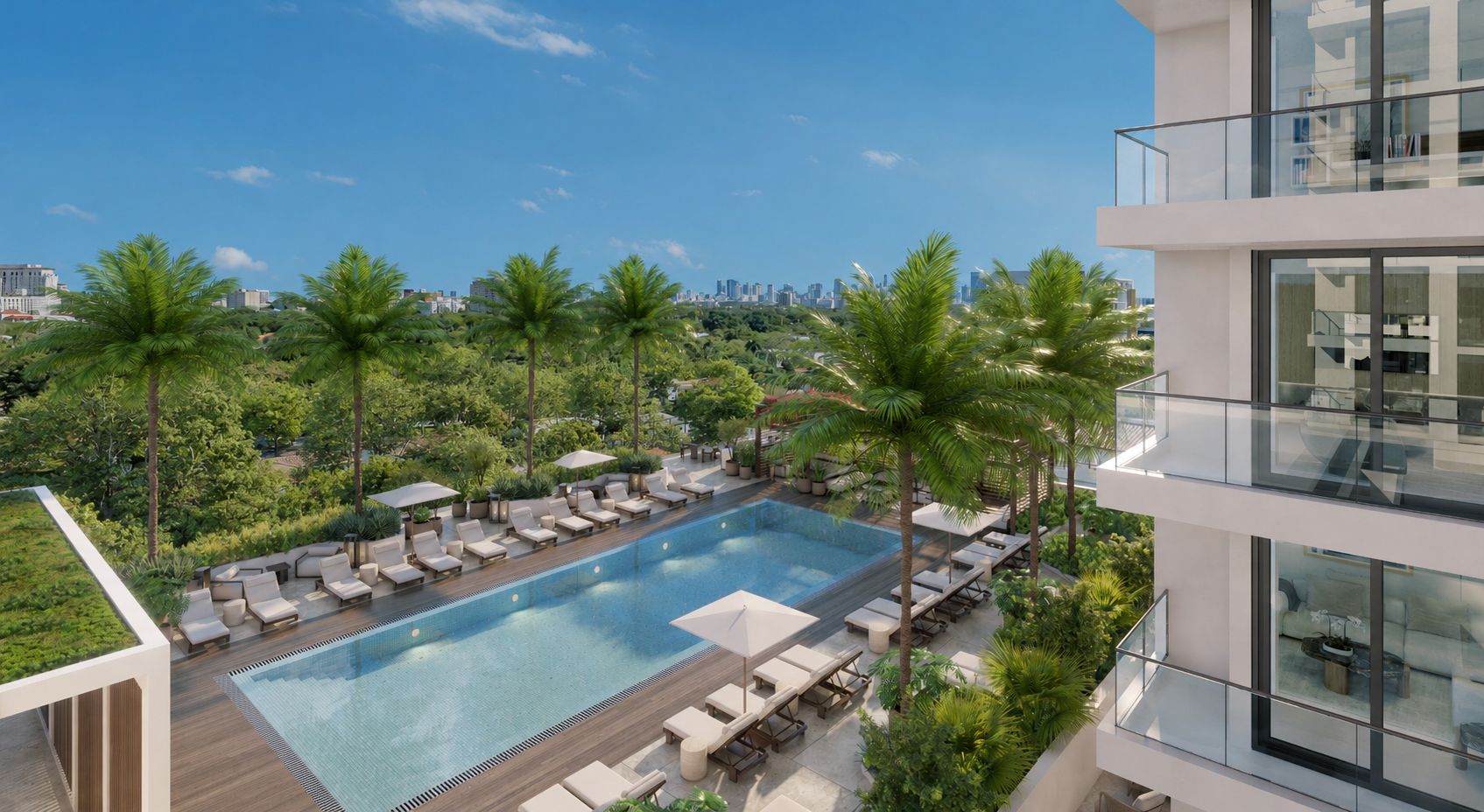 Rooftop pool de Cassia Residences al atardecer