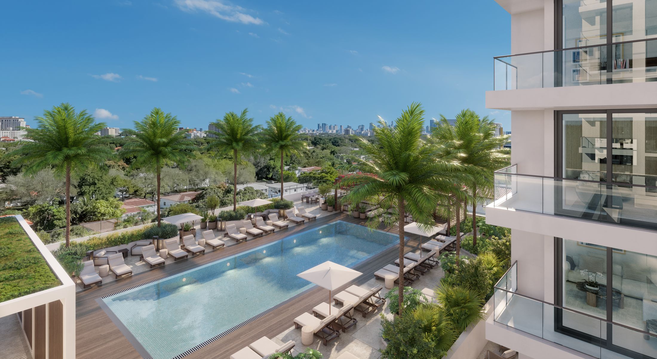 Vista aérea del pooldeck de Cassia Residences